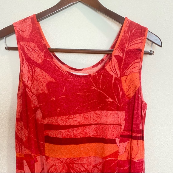 Jams World Janice Midi Dress in Spice Flower Medium Red Pink Made in Hawaii - Picture 5 of 9